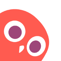 Citrus pink owl peeking from bottom left corner.