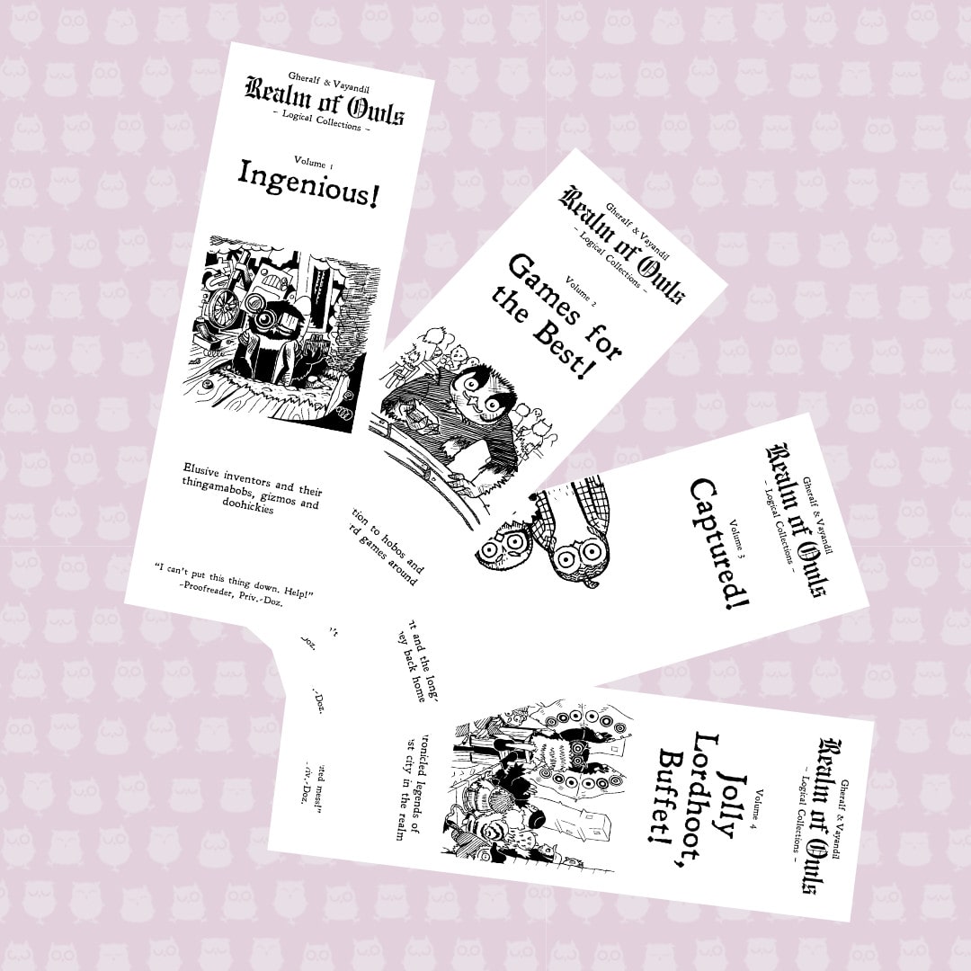 Tall comic book covers, spread out in a fan formation.